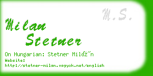 milan stetner business card